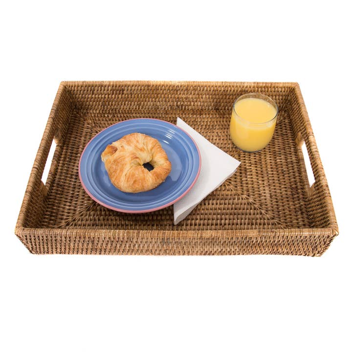 Artifacts Rattanâ„¢ Rectangular Tray With Cutout Handles for wholesale by Artifacts Trading Company