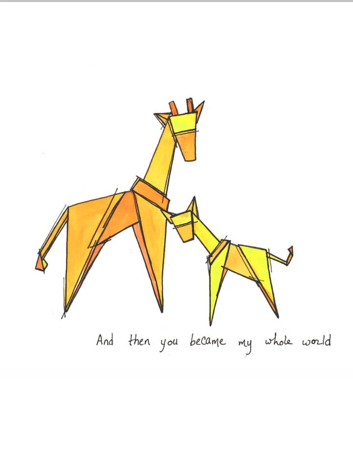 Agridoce Aguarela Origami Mama, Bebé Girafa 5x7 Primy por atacado de Marissa Tawney Thaler Illustration