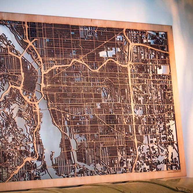 One Man One Garage - Wholesale Wall Accent - City Maps, Large 24x36" Perfect Housewarming Gift! Wooden Street Cutouts25