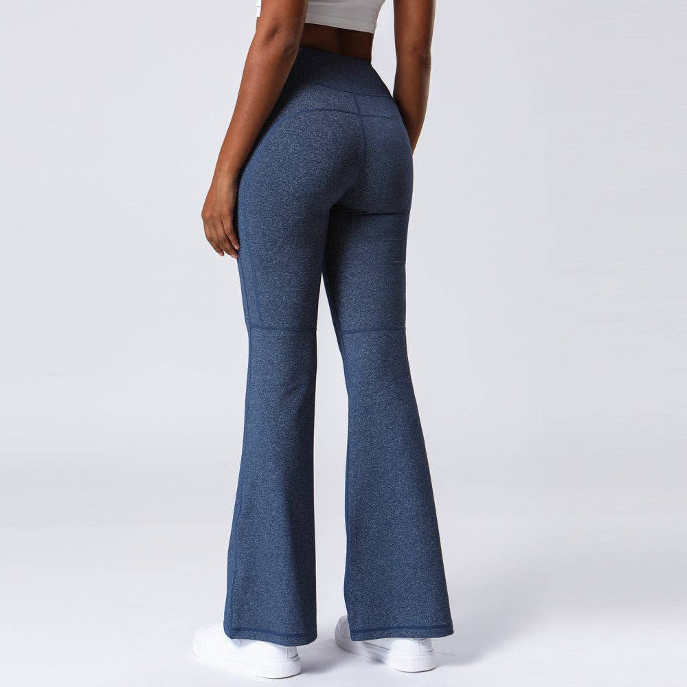 Active by Anna-Kaci - Wholesale Athletic Pants - Women's - Hip Sculpting High Rise Flared Yoga Pants with Pockets17