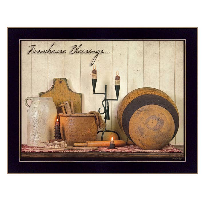 « Farmhouse Blessings » par Susan Boyer, cadre noir pour la vente par Trendy Decor 4U