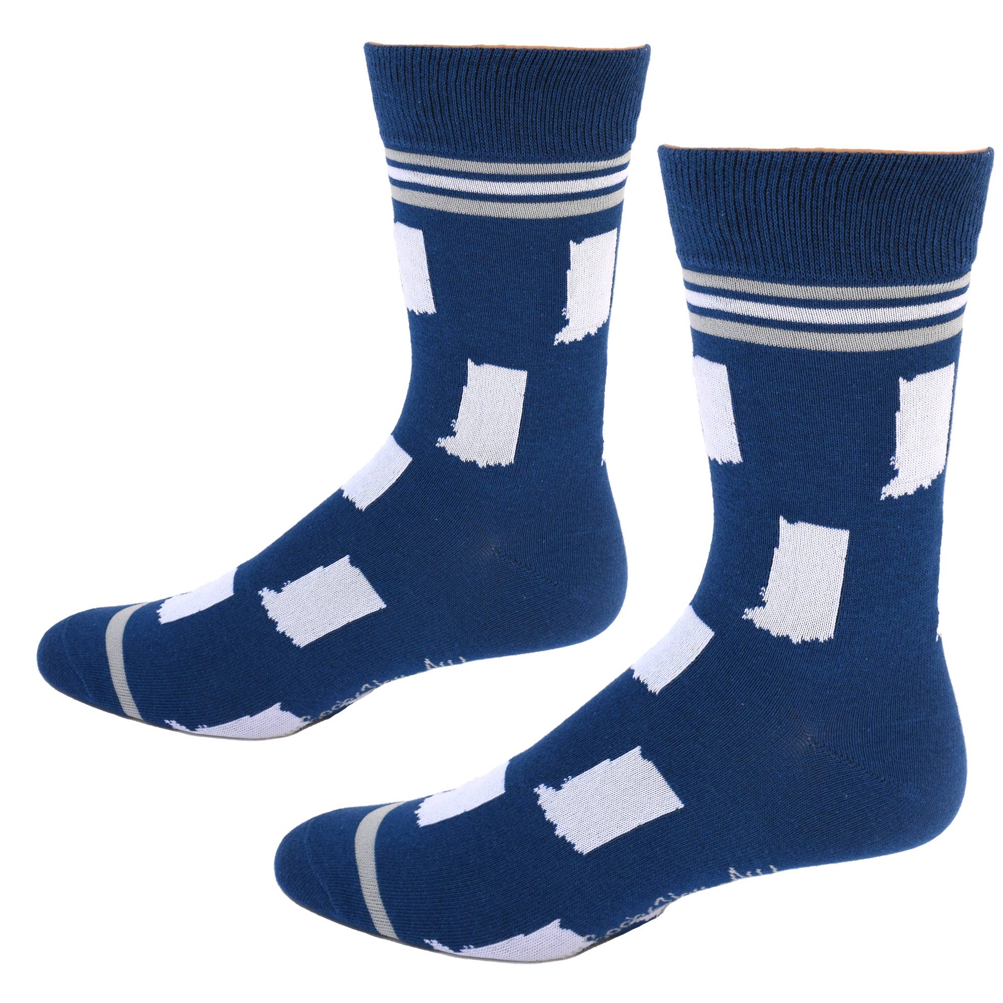 Buy Socks You All – wholesale Socks – Men's – Indiana State Shapes Blue and White Men's Socks2