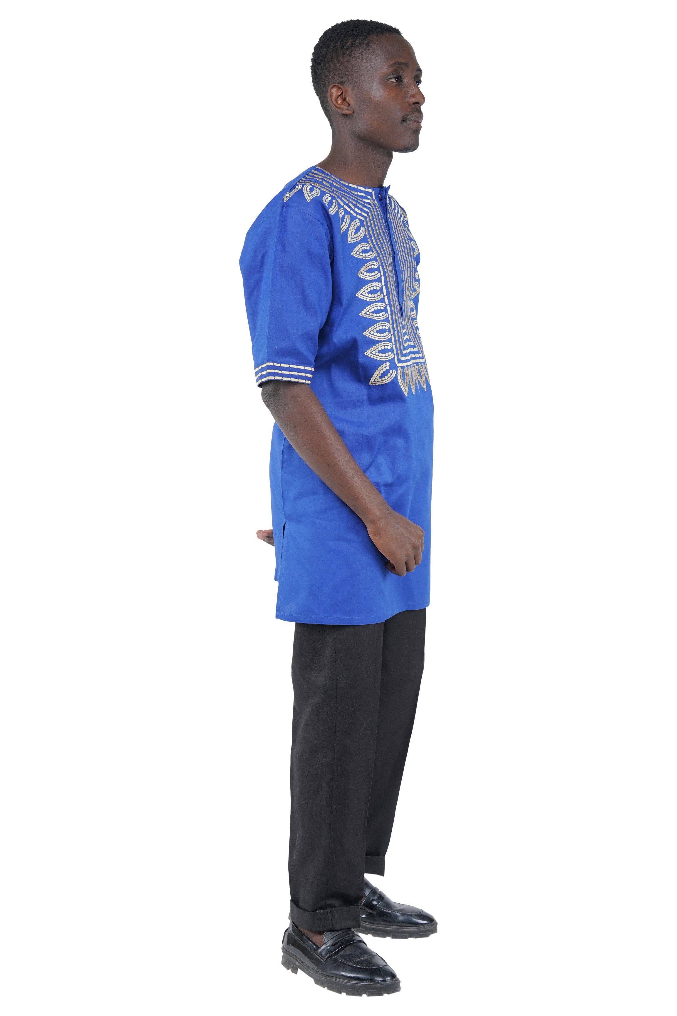 Satsuma Wholesale - Wholesale T-Shirt - Unisex - Royal Blue Gold Embroidered T'Challa Short Sleeves Shirt | L to 5XL3