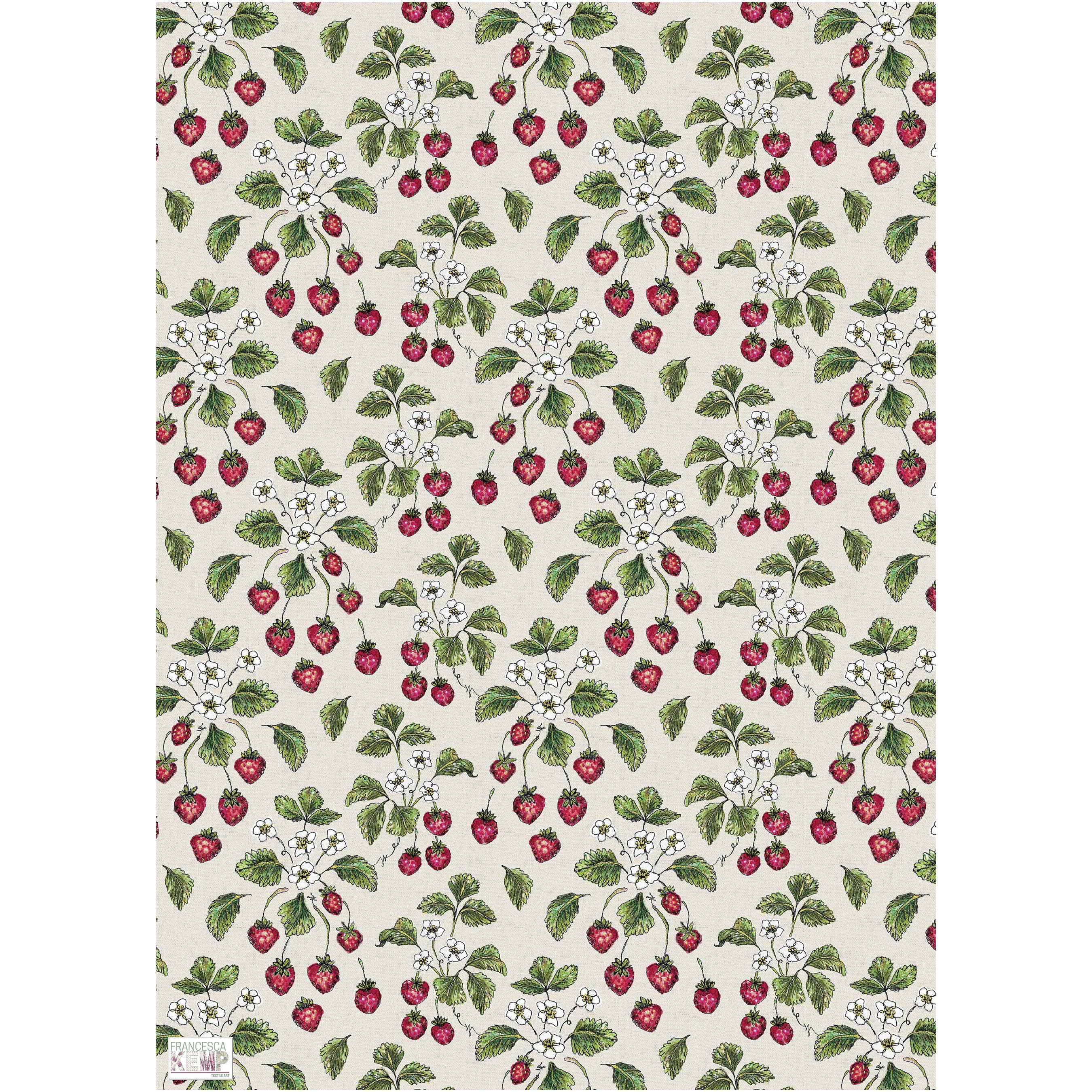 Francesca Kemp Textile Art - Wholesale Flat Wrap - Wild Strawberry Wrapping Paper2