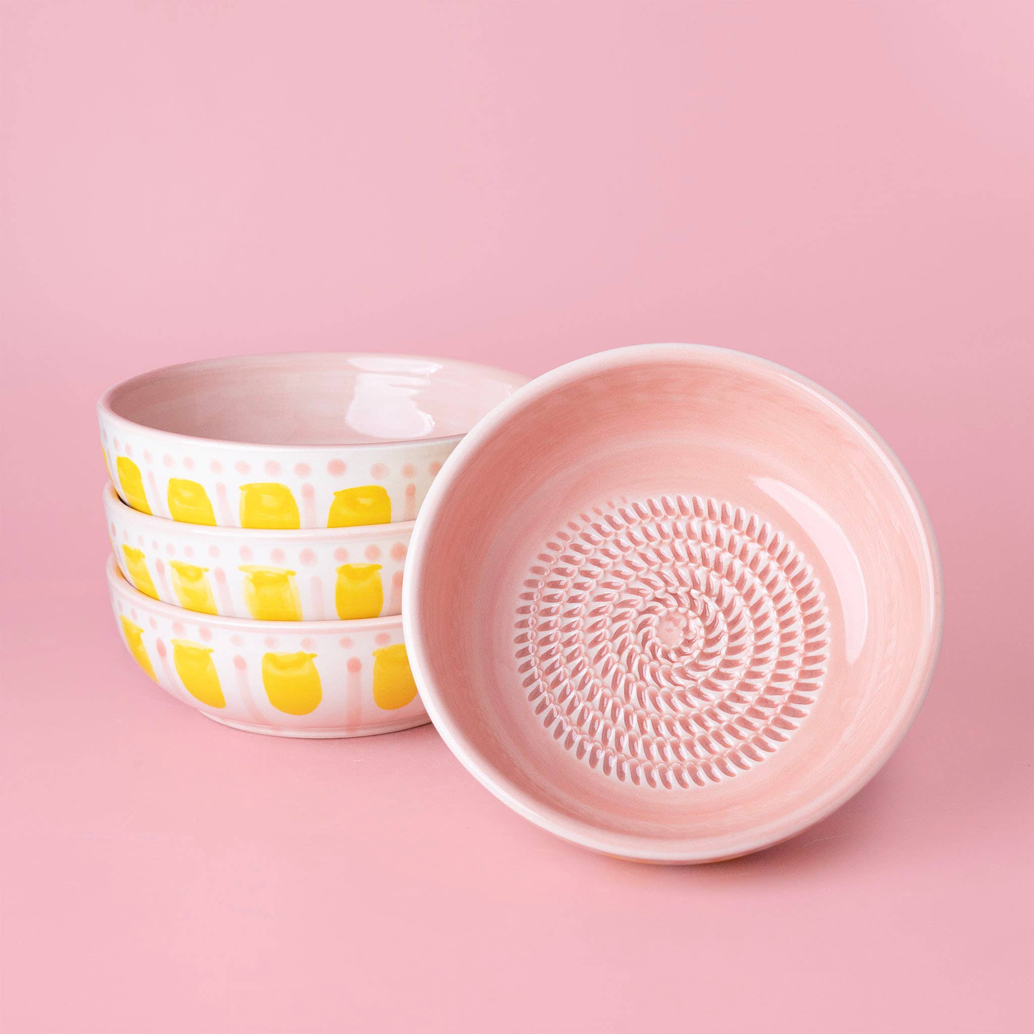 Alfar Tierra Cocida - Wholesale Grater - Vintage Pottery Grater Bowl – Pink and Yellow / VALENTINA3