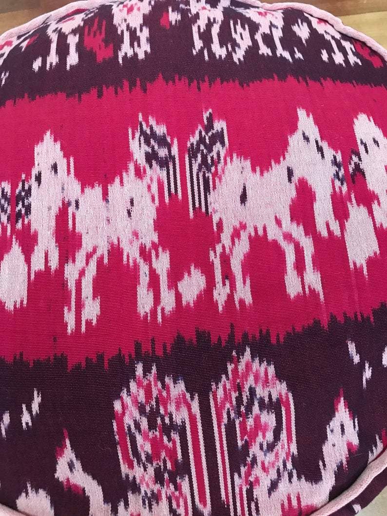 Kasih Co-op - Wholesale Pouf - Round Ikat Pouf Ottoman, Cover Only with No Insert.5