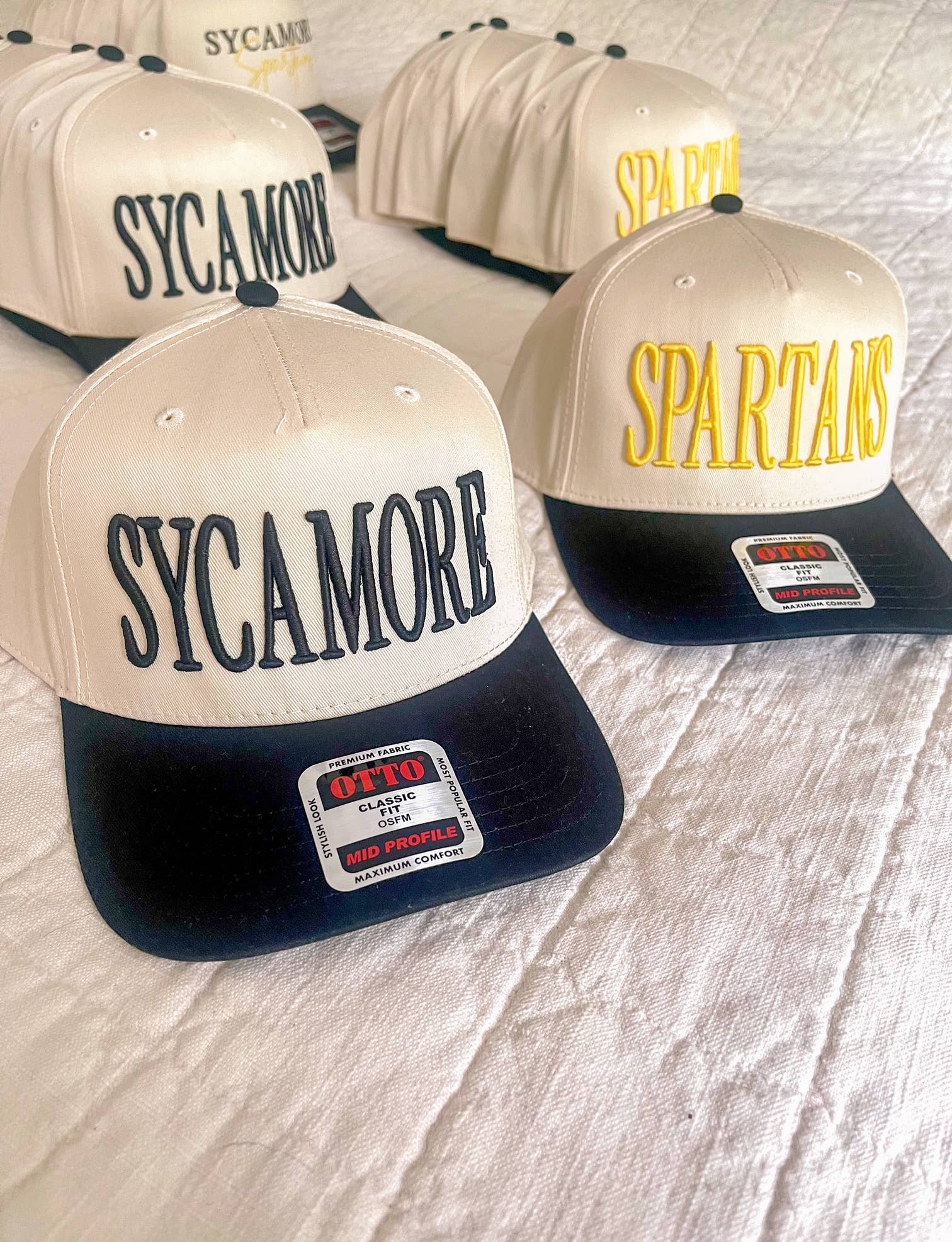 Ginger And Thread - Wholesale Trucker Hat - Women's - CUSTOM Puff 3D Embroidery Trucker Hat Two Tone Football Cap3