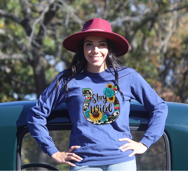 Camiseta de manga larga Stay Wild para venta al por mayor de The Dirty Cowgirl Apparel