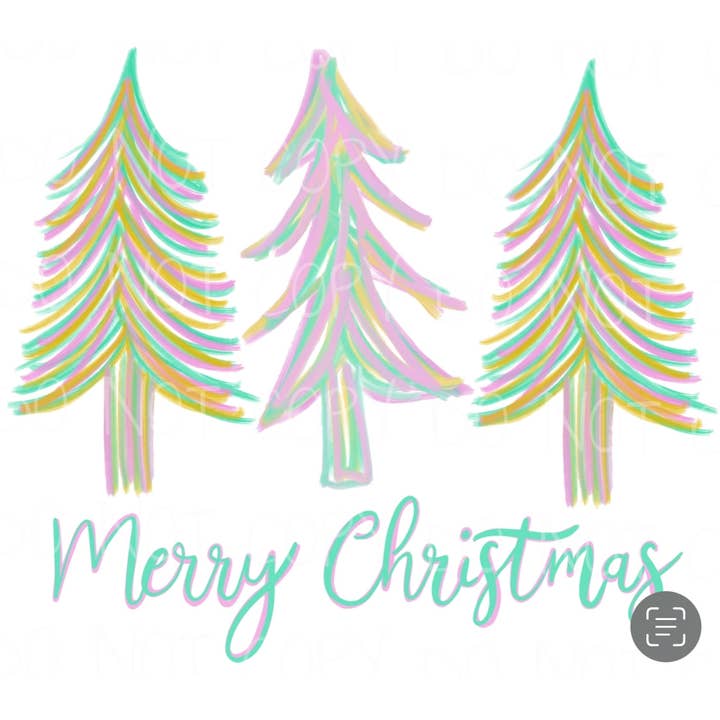 Merry Christmas Pink Trees Transfer Sheet for wholesale by PLT Wholesale