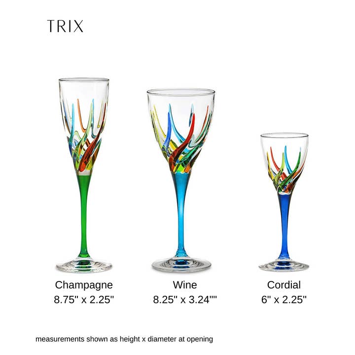 Via Graceffo - Vendita all'ingrosso Flute da champagne - Set di 2 Flûte da Champagne Trix, Cristallo Italiano Dipinto a Mano7