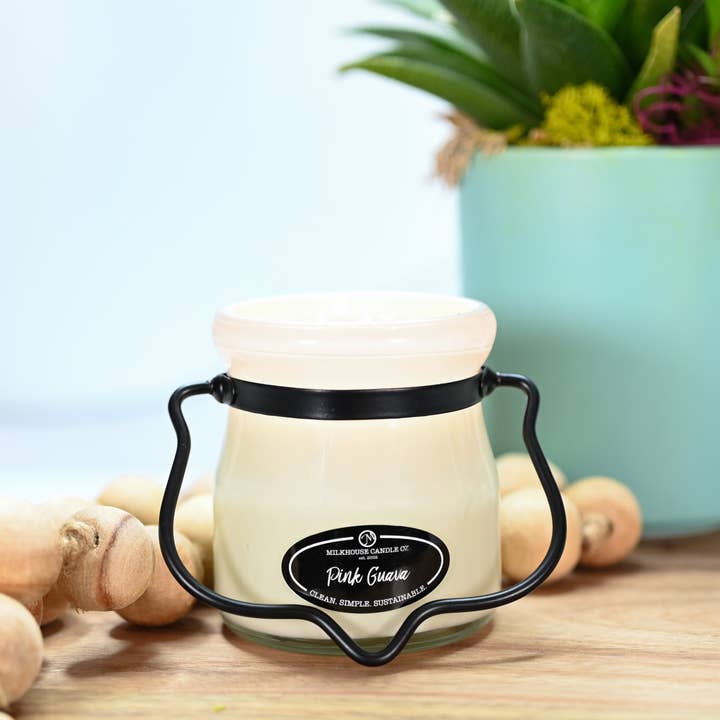 Milkhouse Candle Company - Wholesale Jar/Filled Candle - 5 oz Cream Jar Candle: Pink Guava1