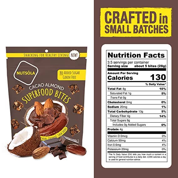 NUTSÓLA - Wholesale Snack Bar - Cacao Almond Superfood Bites6