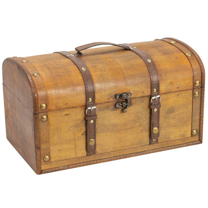 Caixa de madeira marrom claro com alça de couro sintético por atacado de Deffrennes