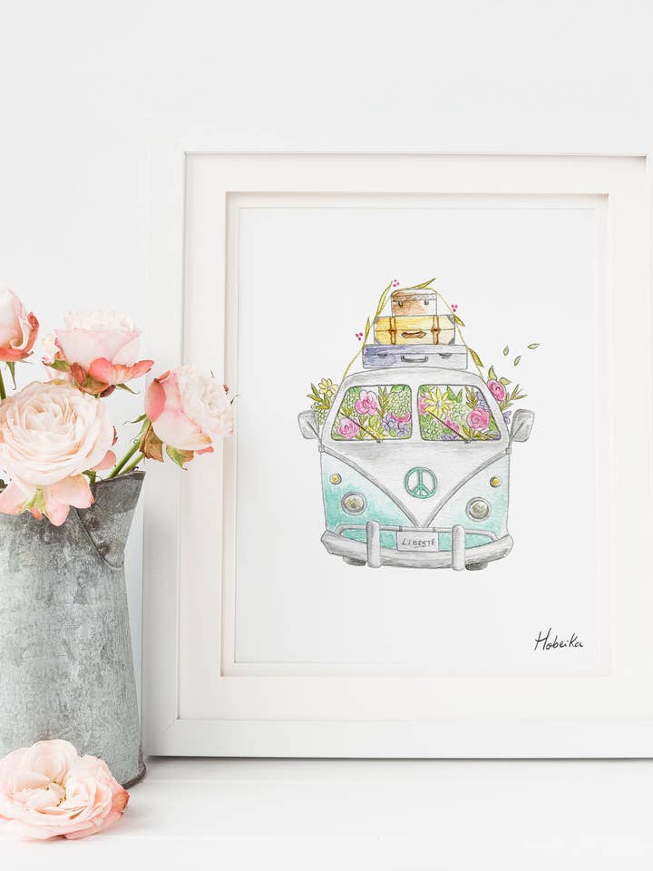 Happy Van, Art Print for wholesale by Hobeika Art