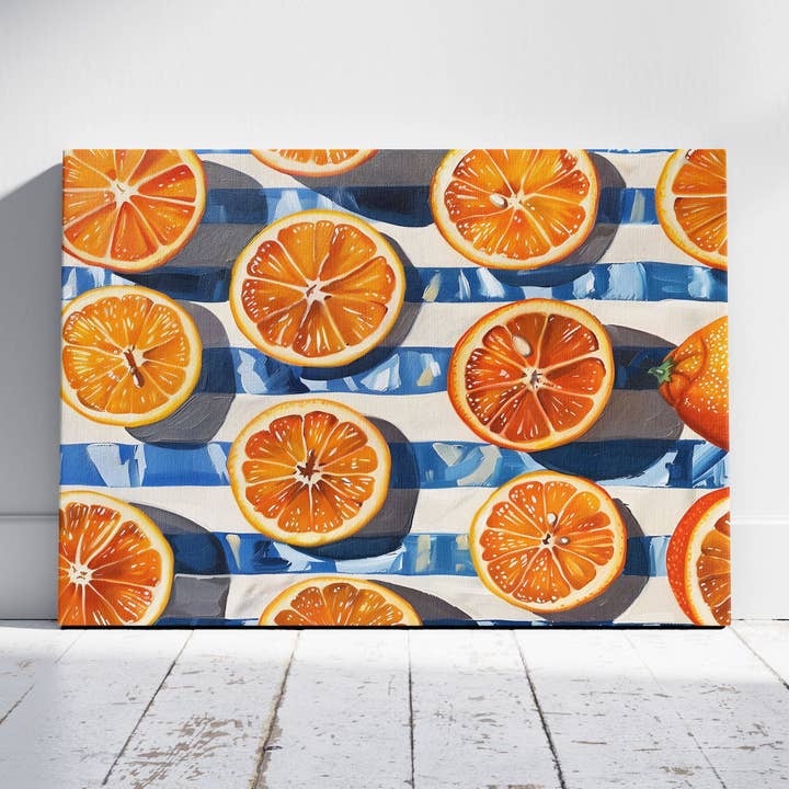 Orange Citrus Symphony in the Sunlight - Framed Canvas Wall Art Print for wholesale by House Prints