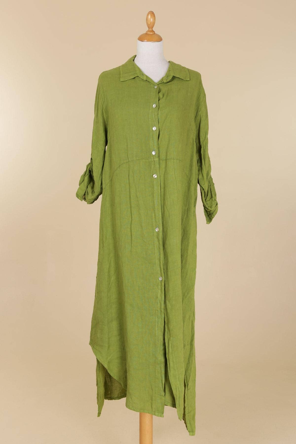 la maison des fibres naturelles - Wholesale Button Down Shirt - Women's - Long shirt dress 68036 100% LINEN9