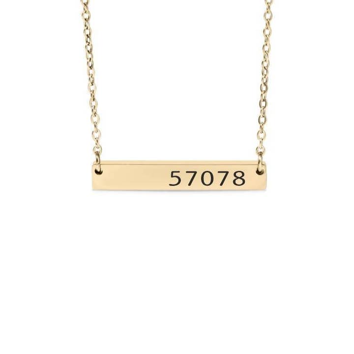 Custom Zip Code Bar Necklace/Keychain - Hometown Keepsake for wholesale by North Star Rustics Too
