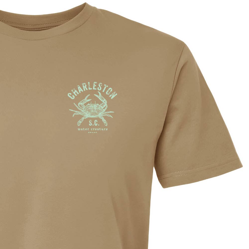 Charleston Apparel - Wholesale Screen Printed T-Shirt - Unisex - Customizable Blue Crab Etching - our original artist drawing7