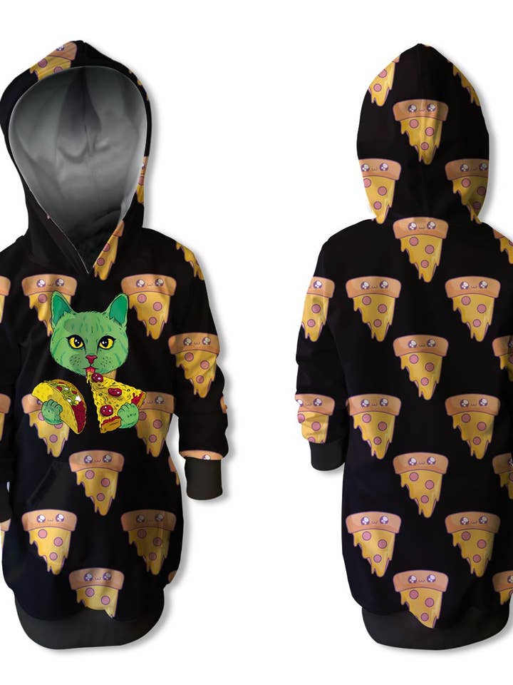 Robe-sweat Pizza Cat pour enfants | CAN-VESTN.17 pour la vente par Fishikii