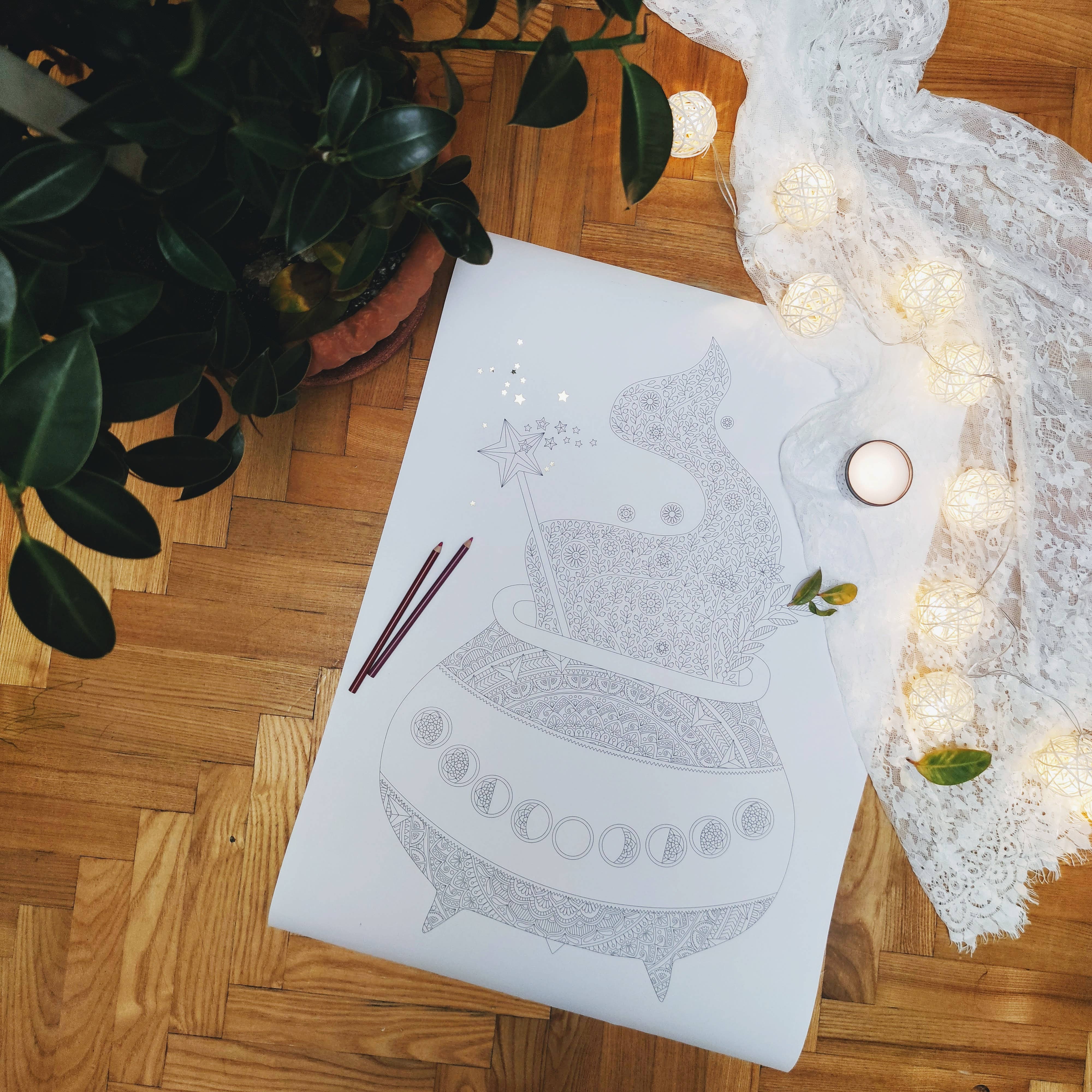 Anna Grunduls Design - Wholesale Poster - Witch Caludron Mandala Coloring Poster1