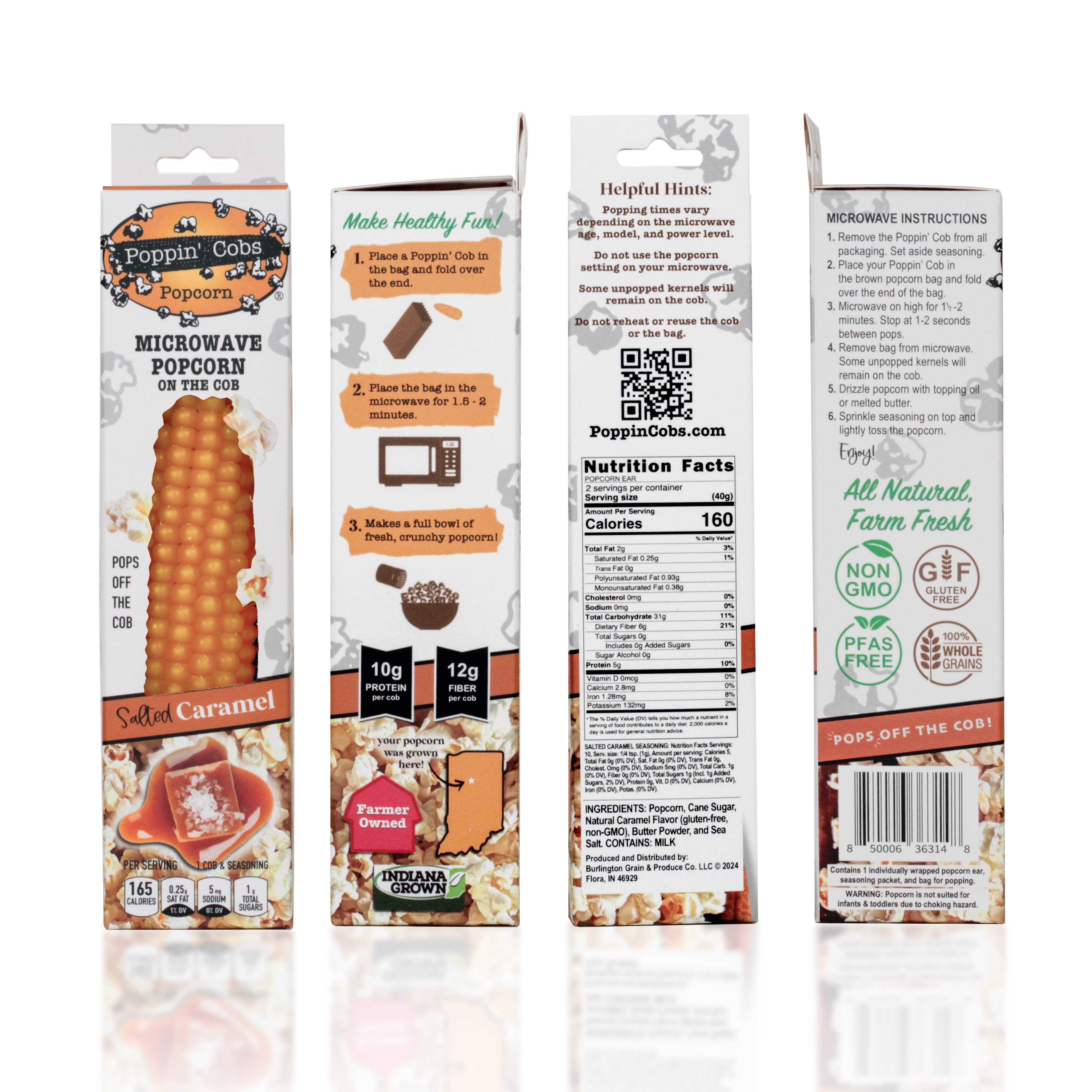 Poppin' Cobs Popcorn - Wholesale Popcorn - Popcorn on the Cob with Salted Caramel Seasoning 8