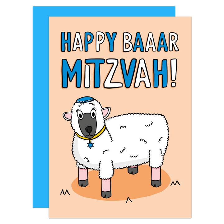 Sheep Bar Mitzvah A6 Card for wholesale by TeePee Creations