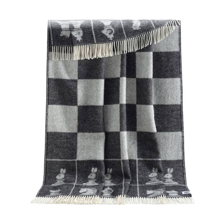 Monochrome Chess Wool Throw for wholesale by JJ Textile