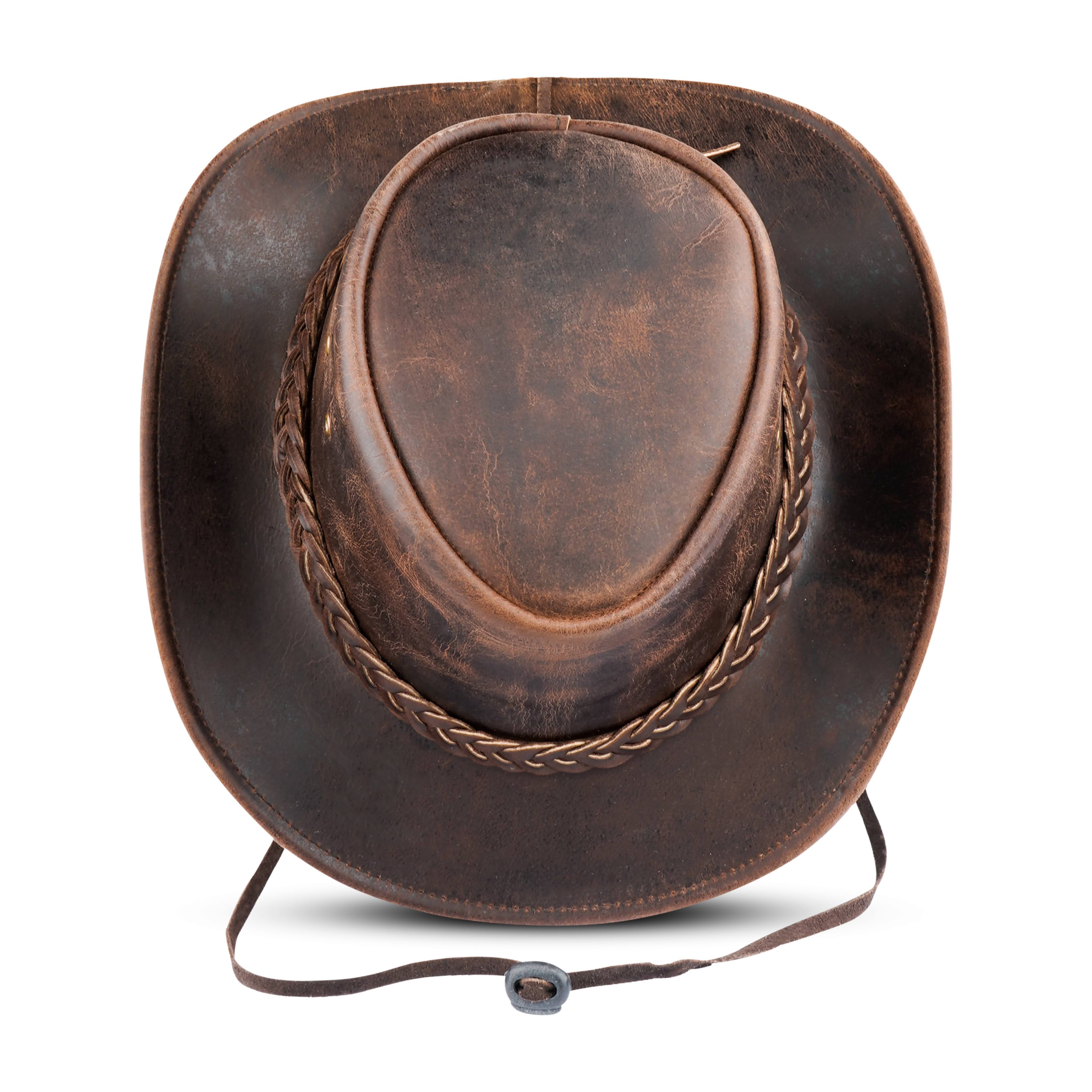 Hadzam – Großhandel Cowboyhut – Unisex – HADZAM Unisex Western Leder Cowboyhut in Braun10