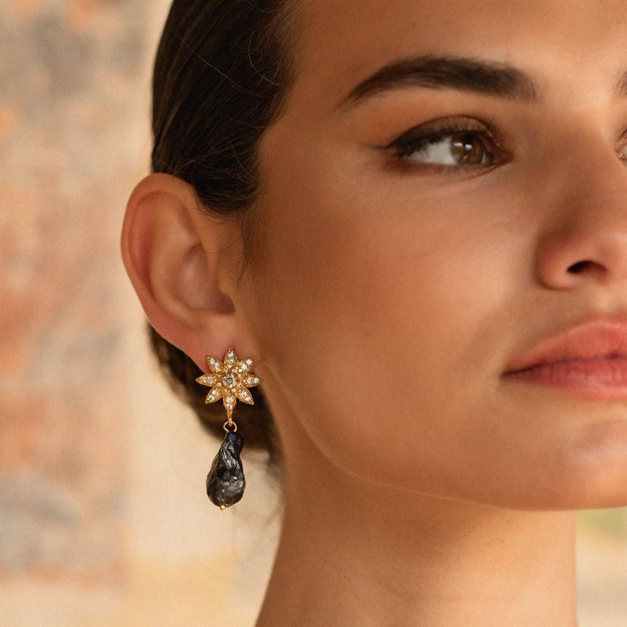 ACUS - Wholesale Dangle Earrings - Black Solaris Earrings0