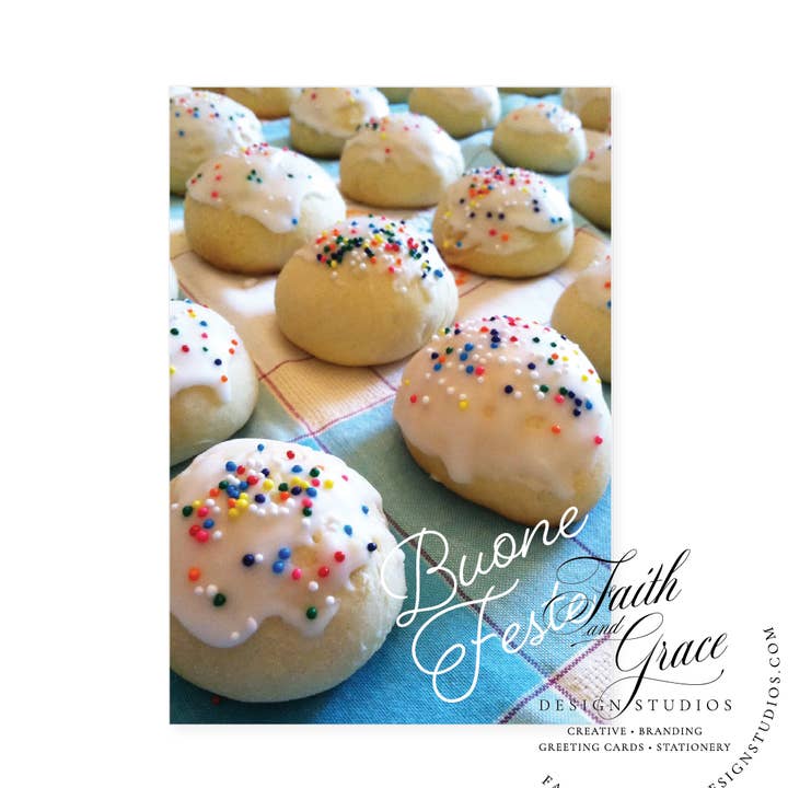 Buone Feste Biscotti all'Uovo di Nonna Biglietto di Natale Italiano per la vendita all'ingrosso da parte di Faith and Grace Design Studios