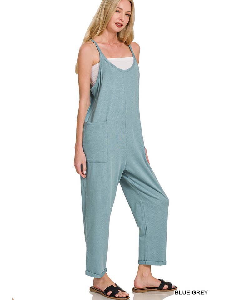 42POPS - Wholesale Jumpsuit - Women's - `.Spaghetti Strap Pocketed Cotton Jumpsuit14