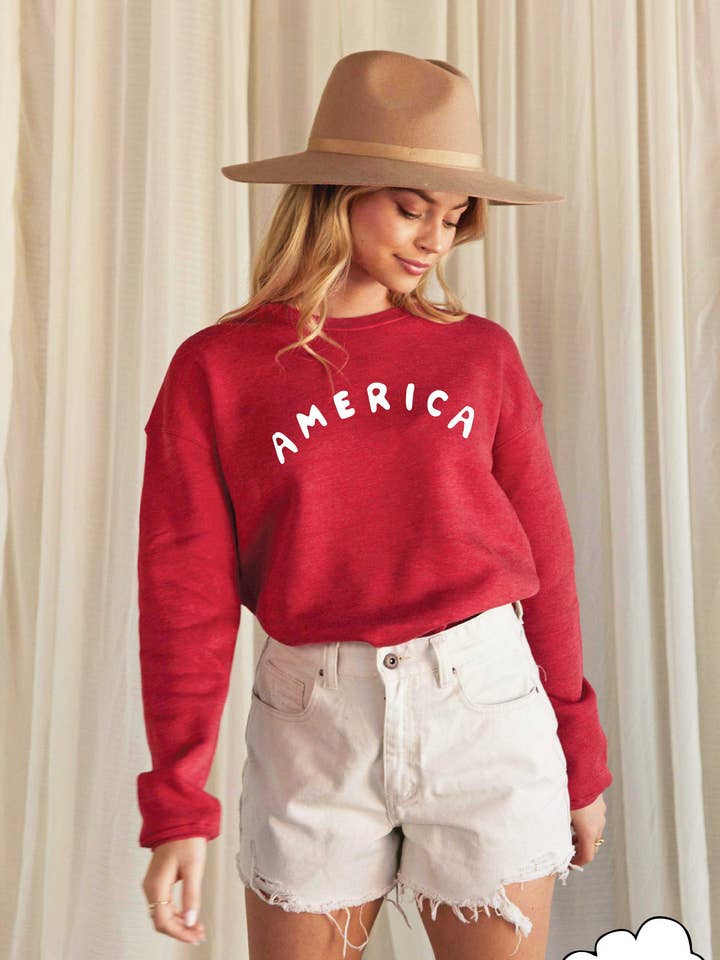 AMERICA sweatshirt met pofprint en grafische print voor wholesale door OAT COLLECTIVE
