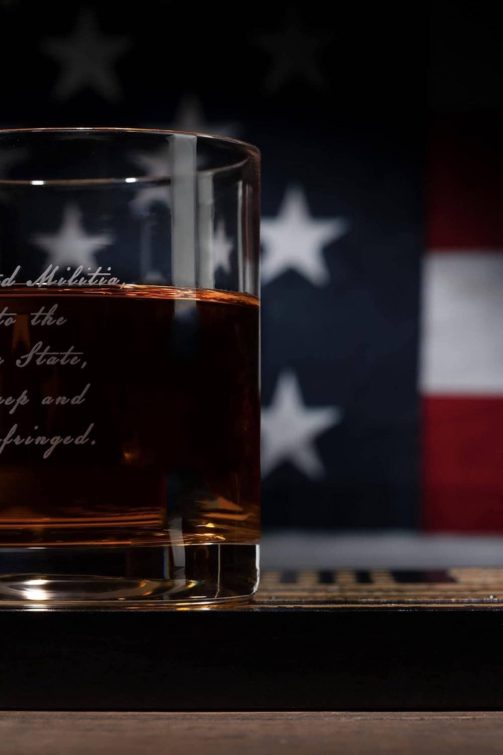 The Wine Savant /  Khen Glassware - Wholesale Cocktail/Liquor Glass - 2nd Amendment Whiskey Glasses With Flag Base Set2