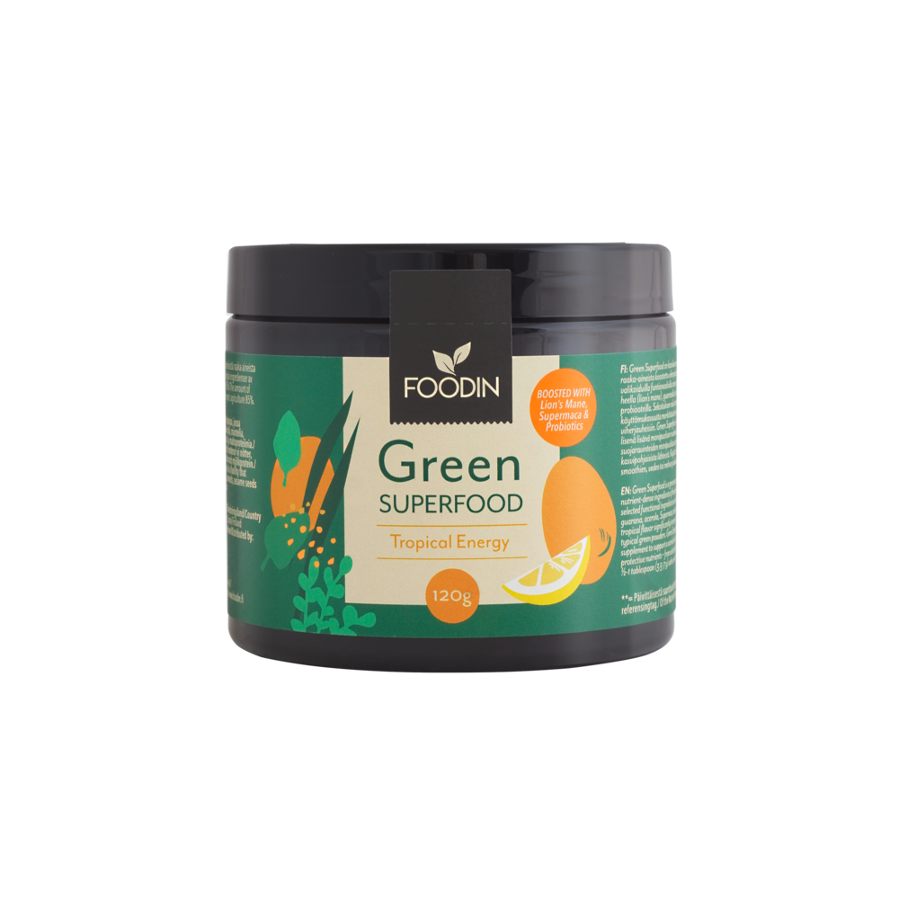 Foodin – wholesale Protein/superfood powder – Green Superfood Tropical Energy 120g0