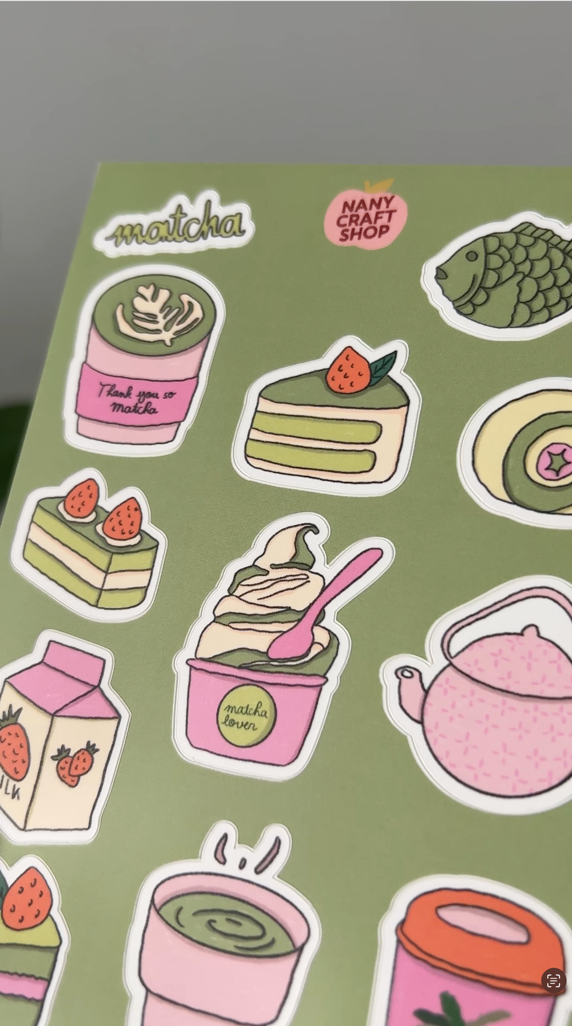 Nany Craft Shop - Venta al por mayor Pegatina - Plancha de pegatinas matcha A6 🍵6