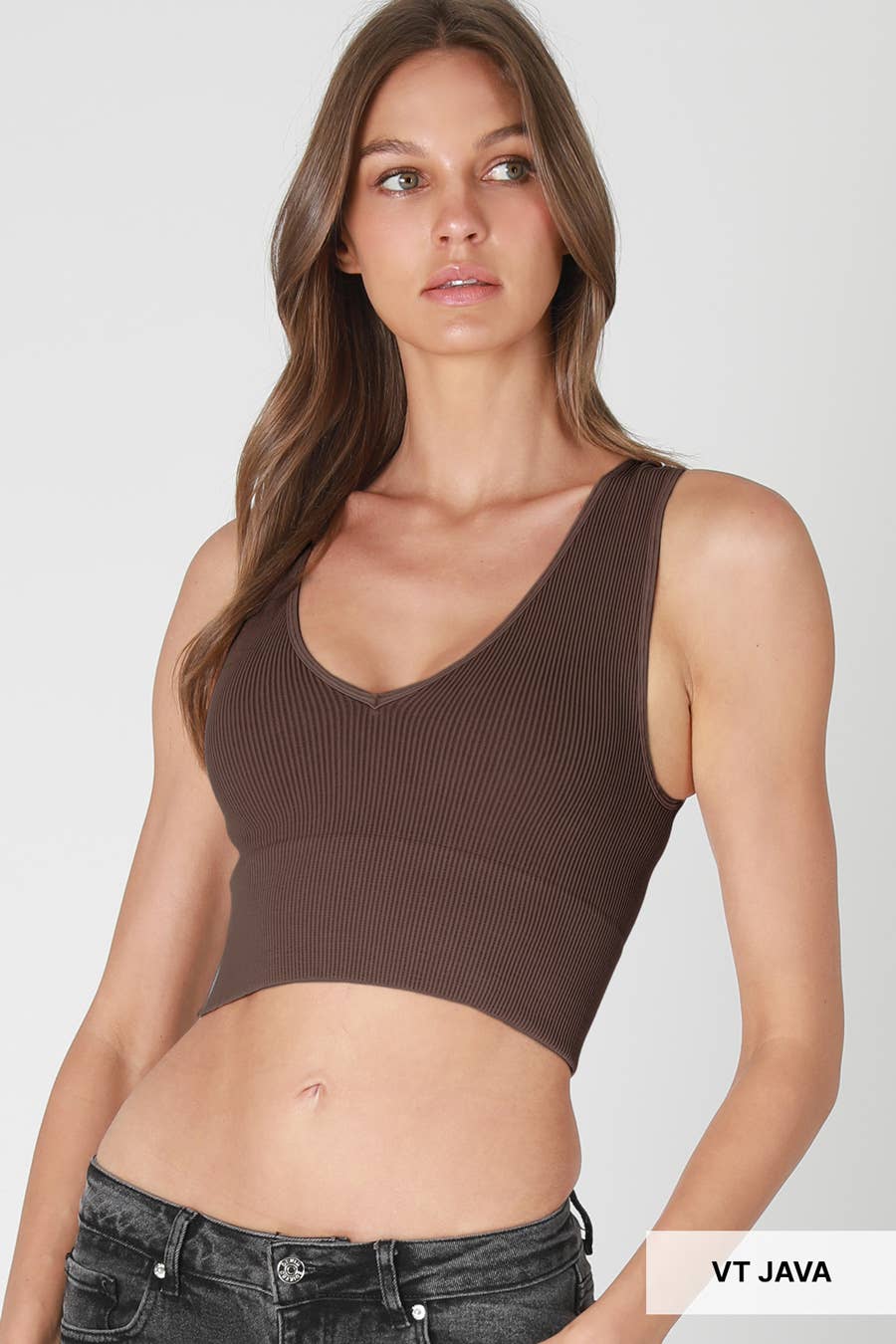 NIKIBIKI - Wholesale Knit Top - Women's - NS8192 - Vintage Plunge V-Neck Seamless Crop Top9