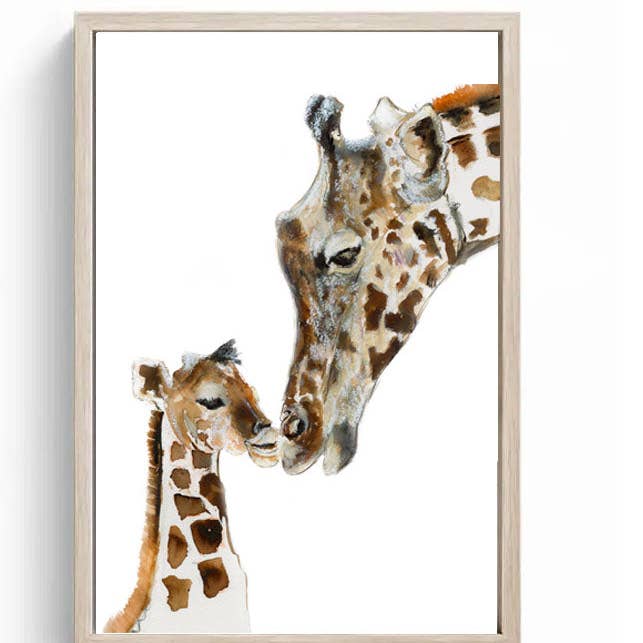 Limited Edition Canvas Print Lara & Baby Jerry the Giraffes for wholesale by Wendy Laverick