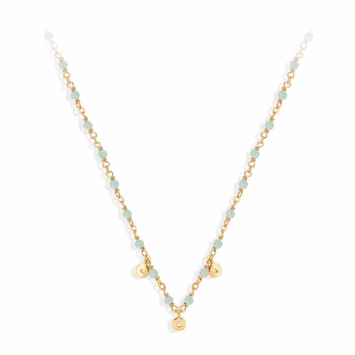 Petite vergoldete Silberkette und Aventurin-Stein für den Großhandel von ORUS BIJOUX