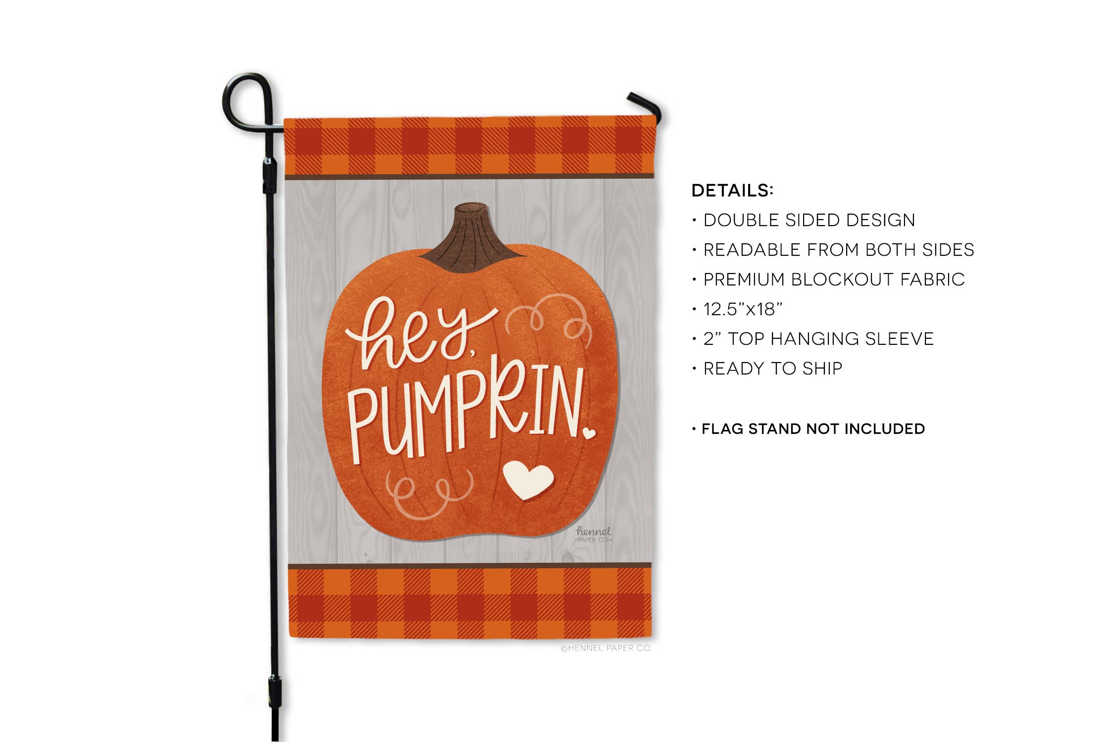 Hennel Paper Co. - Wholesale Flag - Garden Flag - Hey Pumpkin2