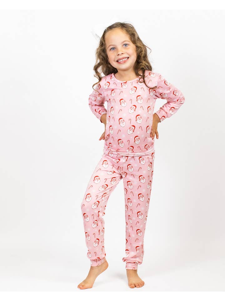 The Royal Standard - Wholesale Sleepwear set – Kids - Kid's Candy Cane Cutie Long Sleeve Pajamas Light Pink/Red/White -Asst.