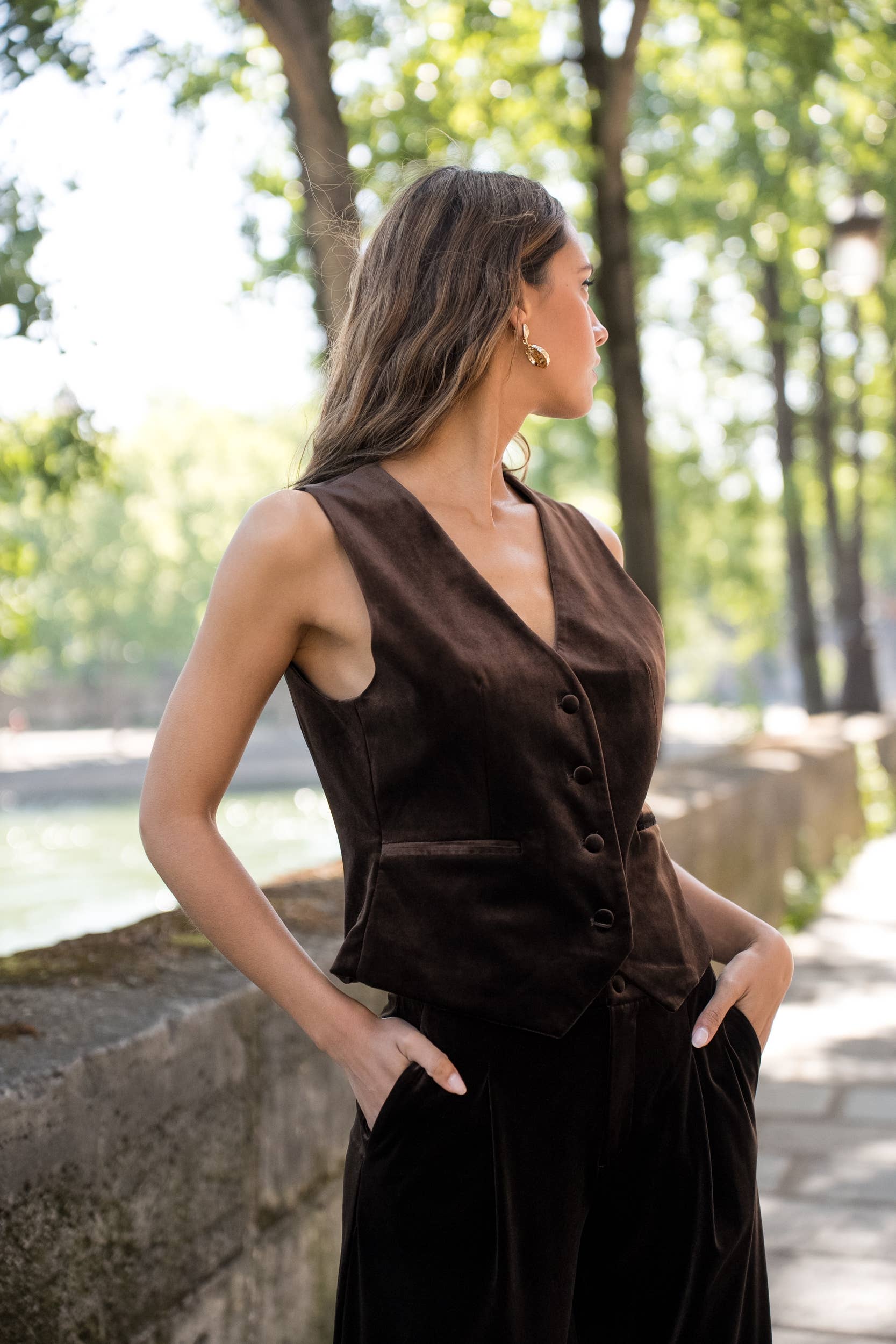 Attentif Paris - Wholesale Suit Vest - Women's - plain velvet sleeveless suit vest37