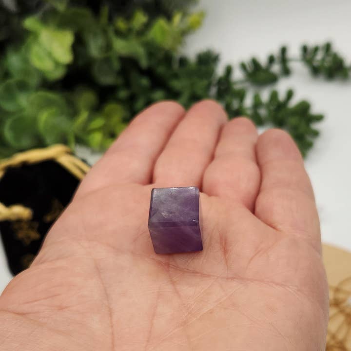 Meraki Gemstones - Wholesale Spiritual Stone/Crystal - Amethyst 7 piece Platonic Geometry Set with Velvet Bag 19