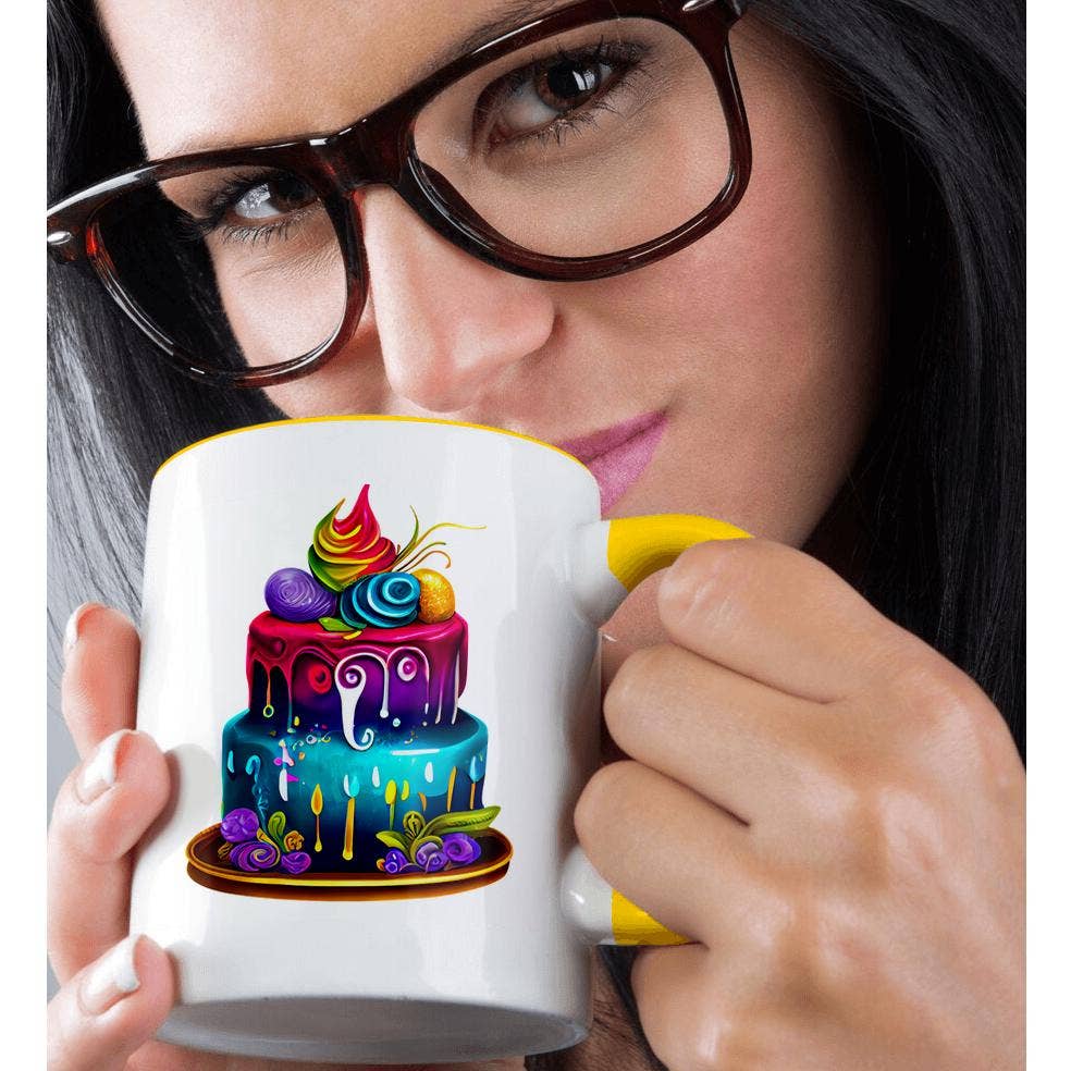 3dRose – Großhandel Kaffeebecher – 3dRose, Bunte und lustige zweischichtige Kuchenillustration, Tasse1