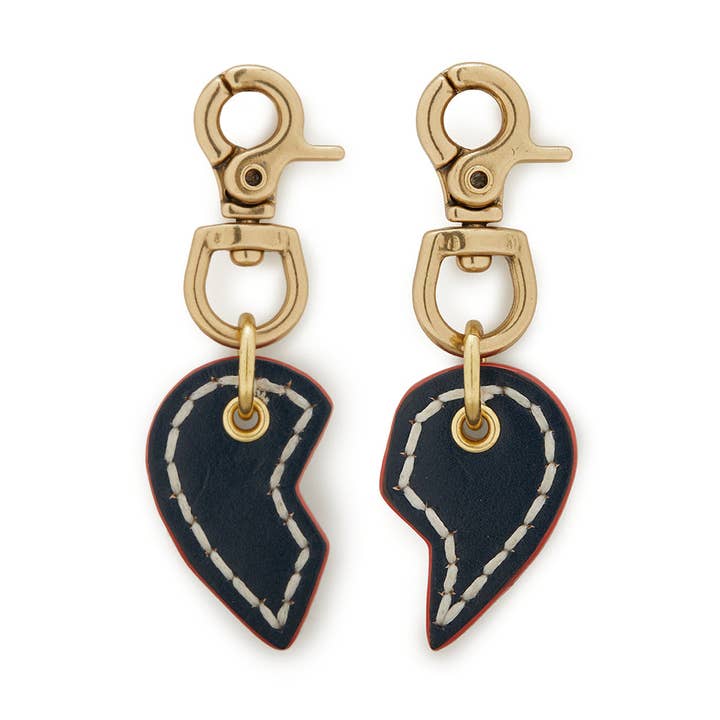 Leather Dog Split Heart Charm - Navy for wholesale by Sebastian Says