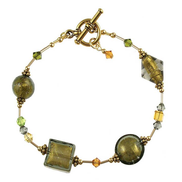 Olive Mixed Geometrics & Crystals Guldarmband med pärlor för wholesale av Andrea Menghetti