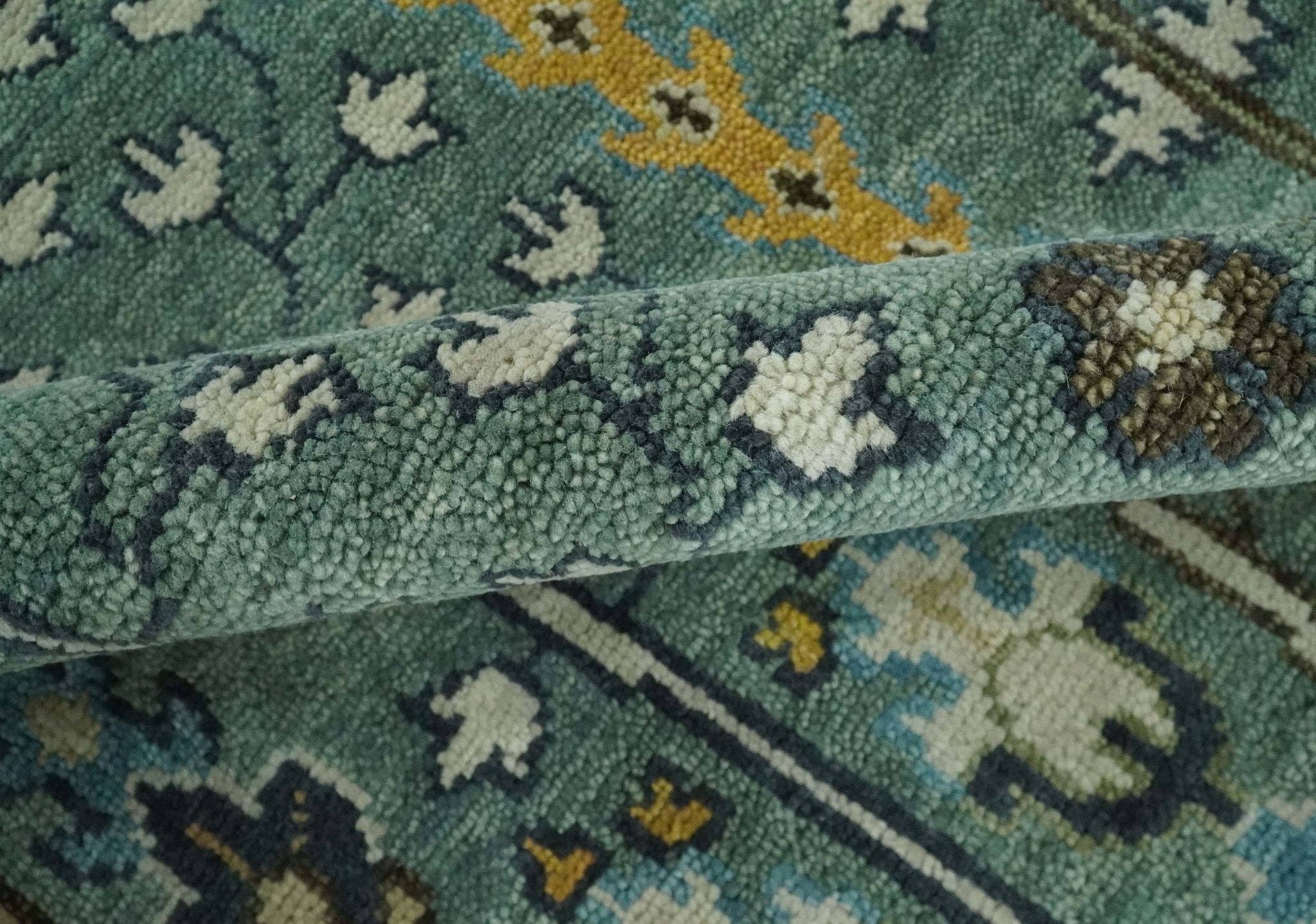 The Rug Decor, Inc. - Wholesale Area Rug - Aqua 5x8, 6x9, 8x10, 9x12, 10x14 and 12x15 Hand Knotted Blue and Ivory Traditional Persian Vintage Heriz Serapi Wool Rug | TRDCP5998106