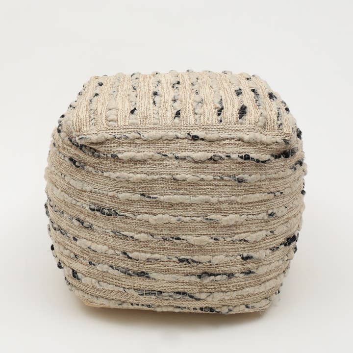 Beige Neutral Retreat Pouf, 18"x18" for wholesale on Faire