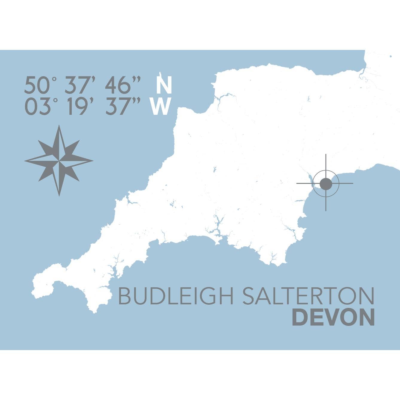 SeaKisses – wholesale Map – Budleigh Salterton Coastal Map Print0