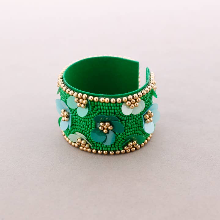 La Cuerda De Sol - Venta al por mayor Bisutería - Pulsera Etnica Ajustable Flores Lentejuelas Abalorios
