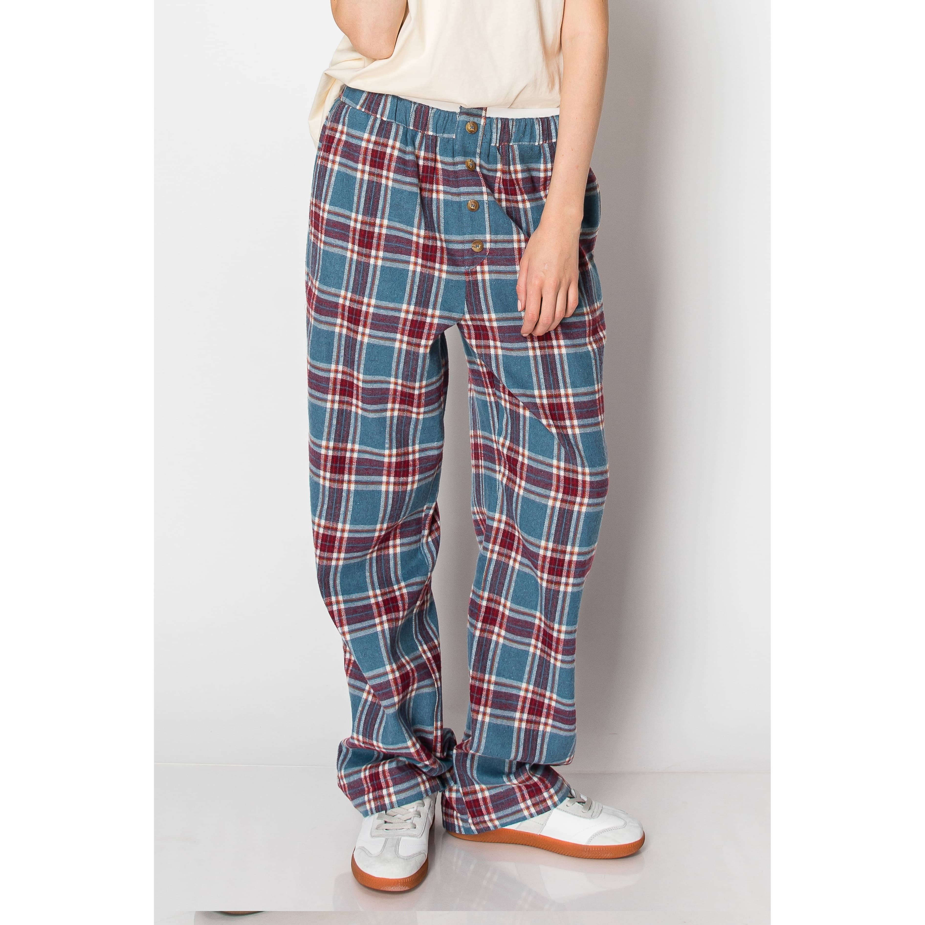 SKYLAR ROSE - Wholesale Pants - Women's - Flannel Plaid Pajama Boxer Wide Leg Lounge PANTS0